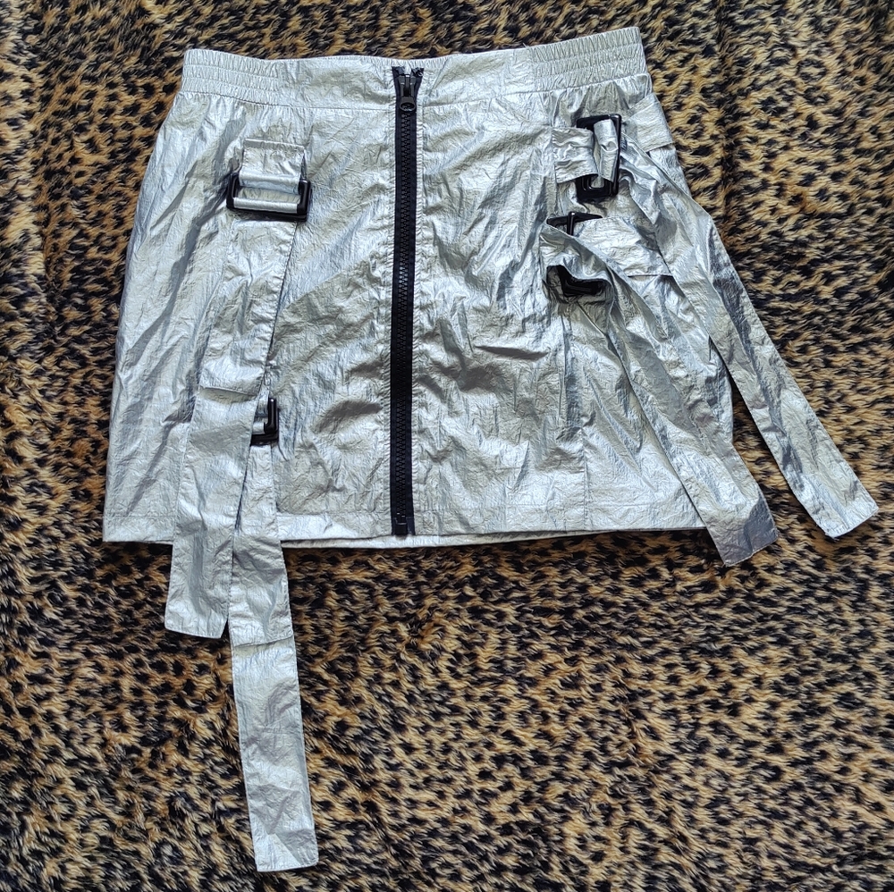 Silver Windbreaker Cyber Goth Mini Skirt Halloween